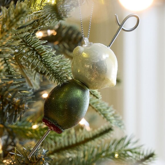 West Elm Glass Martini Garnish Ornament NEW Olive Cocktail Christmas Holiday - Picture 1 of 2